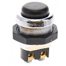 BOUTON POUSSOIR OFF-(ON) 12/24V 8/4A 2 BORNES - METAL NOIR INTERRUPTEUR DIAMETRE 22,2MM