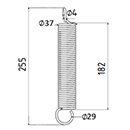 RESSORT DE TRACTION DIAMETRE 37 FIL.4 LONGUEUR TOTALE 255 DIAM. CROCHETS 29