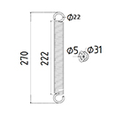 RESSORT DE TRACTION DIAMETRE 31 FIL.5 LONGUEUR TOTALE 270 DIAM. CROCHETS 22