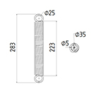 RESSORT DE TRACTION DIAMETRE 35 FIL.5 LONGUEUR TOTALE 283 DIAM. CROCHETS 25