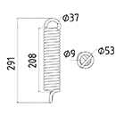 RESSORT DE TRACTION DIAMETRE 53 FIL.9 LONGUEUR TOTALE 291 DIAM. CROCHETS 37