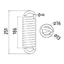 RESSORT DE TRACTION DIAMETRE 76 FIL.13 LONGUEUR TOTALE 251 DIAM. CROCHETS 46 KRONE 9396291