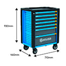 SERVANTE D'ATELIER COMPLETE 147 OUTILS 4 ROUES 125MM. CHARGE 205KG 7 TIROIRS 710X465X930MM