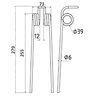DENT TA 230 TC 230 HEYWANG SETA DENT PICK UP AUTO CHARGEUSE LONG.279 LARG.73 DIAM SPIRE.39 FIL.6