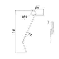 DENT DE SEMOIR 1950016N TWOSE ADAPTABLE LONG.484 DIAM SPIRE.59 FIL.8