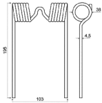 DENT DE PRESSE 642226M1 MASSEY FERGUSON PICK UP ADAPTABLE LONG.196 LARG.104 DIAM SPIRE.38 FIL.4,5