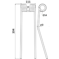 DENT FANEUR 121280 FORT ANDAINEUR ADAPTABLE LONG.394 LARG.111 DIAM SPIRE.54 FIL.9