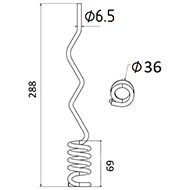 DENT DE FENAISON HG 14/24 LELY ADAPTABLE RATEAU FANEUR LONG.288 DIAM SPIRE.36 FIL.6,5