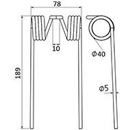 DENT DE PRESSE 034358 WELGER ADAPTABLE PICK UP LONG.189 LARG.78 DIAM SPIRE.40 FIL.5