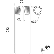 DENT DE PRESSE 72302 RIVIERRE CASALIS ADAPTABLE PICK UP ER 40 LONG.222 LARG.72 DIAM SPIRE.39 FIL.5