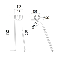 DENT FANEUR 57644000 KUHN ADAPTABLE ANDAINEUR GIROSTAR GRS 25 LONG.472 LARG.112 DIAM SPIRE.66 FIL.9,5