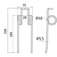 DENT DE PRESSE 60606027 CLAAS BAUTZ PICK UP ADAPTABLE LONG.228 LARG.75 DIAM SPIRE.46 FIL.5,5