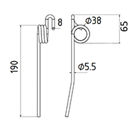 DENT DE RABATTEUR Z20478 JOHN DEERE ADAPTABLE LONG.190 DIAM SPIRE.38 FIL.5,5