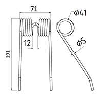 DENT DE PRESSE 551085 683310 NEW HOLLAND PICK UP ADAPTABLE LONG.191 LARG.71 DIAM SPIRE.41 FIL.5