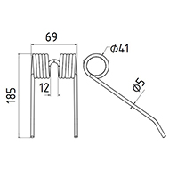 DENT DE PRESSE 916061 NEW HOLLAND PICK UP ADAPTABLE LONG.185 LARG.69 DIAM SPIRE.41 FIL.5