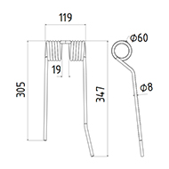 DENT FANEUR PZ143 ZWEEGERS PEZET ANDAINEUR ADAPTABLE LONG.347 LARG.119 DIAM SPIRE.60 FIL.8