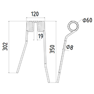 DENT FANEUR PZ144 ZWEEGERS PEZET ANDAINEUR ADAPTABLE LONG.350 LARG.120 DIAM SPIRE.60 FIL.8
