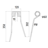 DENT FANEUR PZ145 ZWEEGERS PEZET ANDAINEUR ADAPTABLE LONG.350 LARG.120 DIAM SPIRE.60 FIL.8