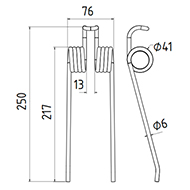 DENT DE PRESSE 62722325 SOMECA 8876278 AGRAM GALLIGNANI ADAPTABLE PICK UP LONG.250 LARG.76 DIAM SPIRE.41 FIL.6