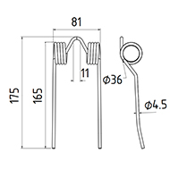 DENT DE PRESSE 201558 RIVIERRE CASALIS PICK UP ADAPTABLE GW022 LONG.175 LARG.81 DIAM SPIRE.36 FIL.4,5