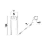 DENT FANEUR 26/GL SLAM ATLAN ANDAINEUR ADAPTABLE LONG.388 LARG.101 DIAM SPIRE.64 FIL.9