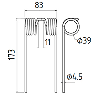 DENT DE PRESSE GRA2075 RIVIERRE CASALIS GRA2075 G 8011 PICK UP ADAPTABLE GW023GR LONG.173 LARG.83 DIAM SPIRE.39 FIL.4,5