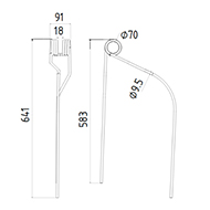 DENT FANEUR 600064 NIEMEYER ADAPTABLE ANDAINEUR LONG.641 LARG.91 DIAM SPIRE.70 FIL.9,5
