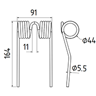 DENT DE PRESSE 1647 FMC PICK UP ADAPTABLE LONG.164 LARG.91 DIAM SPIRE.44 FIL.5,5