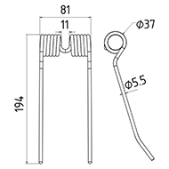 DENT DE PRESSE BP 600 SHW FMC PICK UP ADAPTABLE LONG.194 LARG.81 DIAM SPIRE.37 FIL.5,5