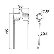 DENT DE PRESSE BP 600 SHW FMC PICK UP ADAPTABLE LONG.195 LARG.86 DIAM SPIRE.38 FIL.5,5