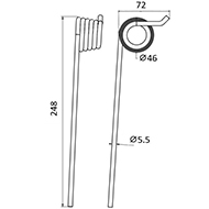 DENT DE RABATTEUR GAUCHE AH2490100044 CLAAS BAUTZ ADAPTABLE LONG.248 DIAM SPIRE.46 FIL.5,5