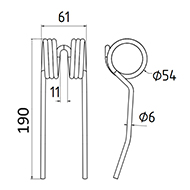 DENT DE PRESSE PICK UP ADAPTABLE LONG.190 LARG.61 DIAM SPIRE.54 FIL.6