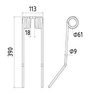 DENT FANEUR 436139 POTTINGER ANDAINEUR ADAPTABLE LONG.390 LARG.113 DIAM.SPIRE 61 FIL.9