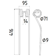 DENT FANEUR 152870600 SIP ADAPTABLE ANDAINEUR LONG.416 LARG.95 DIAM SPIRE.71 FIL.9