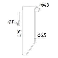 DENT DE HERSE ETRILLE REGENT ADAPTABLE 3345150 LONG.475 DIAM SPIRE.48 FIL.6,5