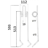 DENT DE SEMOIR ACCORD LELY VICON ADAPTABLE LONG.593 LARG.112 DIAM SPIRE.77 FIL.10