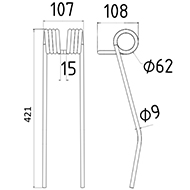 DENT FANEUR GST GALFRE ADAPTABLE ANDAINEUR LONG.421 LARG.107 DIAM SPIRE.62 FIL.9