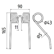 DENT ENSILEUSE 708745879 HESSTON LONG.165 LARG.90 DIAM SPIRE.43 FIL.5