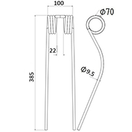 DENT FANEUR 487922 FELLA NOIRE ANDAINEUR LONG.385 LARG.100 DIAM SPIRE.70 FIL.9,5