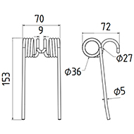 DENT 462732 FELLA DENT PICK UP AUTO CHARGEUSE LONG.153 LARG.70 DIAM SPIRE.36 FIL.5