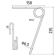 DENT DE SEMOIR 3537047 LEMKEN 48753 NEW HOLLAND D033298 HASSIA ADAPTABLE LONG.235 DIAM SPIRE.53 FIL.6,5