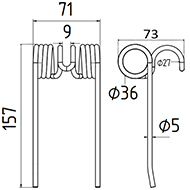 DENT 456348 FELLA DENT PICK UP AUTO CHARGEUSE LONG.157 LARG.71 DIAM SPIRE.36 FIL.5