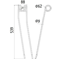 DENT FANEUR ANDAINEUR 0606810 STOLL ADAPTABLE LONG.539 LARG.88 DIAM SPIRE.62 FIL.9