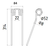 DENT FANEUR PZ316 STRELA ADAPTABLE ANDAINEUR NOVEX 600 LONG.314 LARG.84 DIAM SPIRE.52 FIL.8