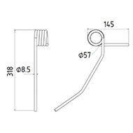 DENT FANEUR PZ217 STRELA ADAPTABLE ANDAINEUR LONG.318 DIAM SPIRE.57 FIL.8,5