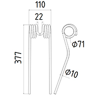 DENT FANEUR ANDAINEUR 175020 MORRA LONG.377 LARG.110 DIAM SPIRE.71 FIL.10