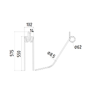 DENT FANEUR GALFRE ADAPTABLE ANDAINEUR AG 280/320 LONG.575 LARG.102 DIAM SPIRE.62 FIL.8,5