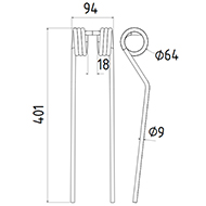 DENT FANEUR DAROS ADAPTABLE ANDAINEUR LONG.401 LARG.94 DIAM SPIRE.64 FIL.9