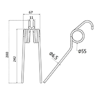 DENT 160420109 REFORM ADAPTABLE RATEAU FANEUR MHK LONG.280 LARG.67 DIAM SPIRE.55 FIL.6,5