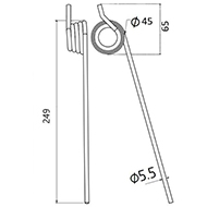 DENT FANEUR 923781 0 / ZH243 BAUTZ CLAAS ANDAINEUR ADAPTABLE LONG.249 DIAM SPIRE.45 FIL.5,5
